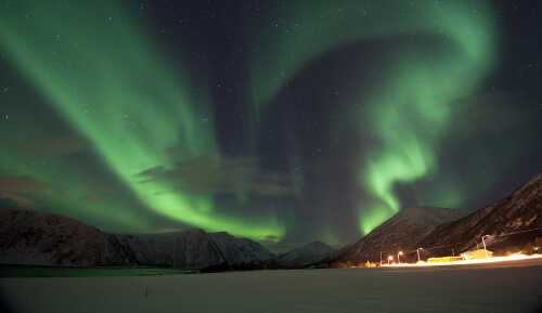 Northern lights in the sky over Sortland.